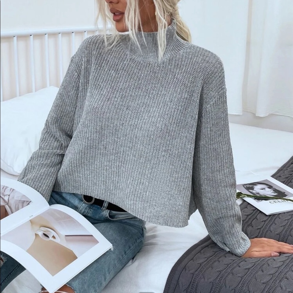 ✨HP✨Trendy cropped grey sweater